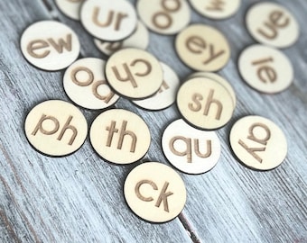 Digraph Letter Tiles, Reggio Emilia Tools, Wood Alphabet Coins, Classroom Materials, Montessori Learning, Preschool Learning