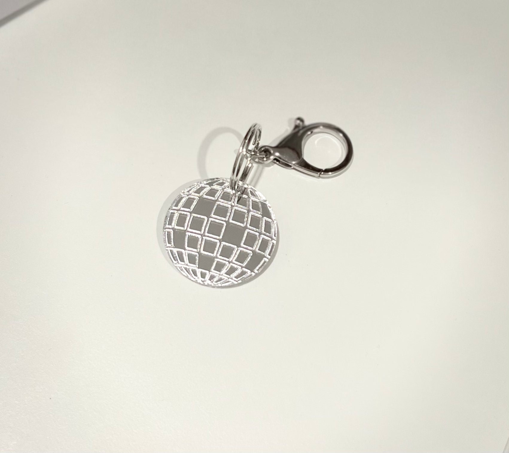 Louis Vuitton Silver Glitter Mirror Ball Key Chain Silvery Metal