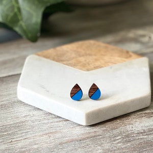 Oil Drop Oorbellen, Oilers kleding, Edmonton Oilers, Blue Drop Oorbellen, Cadeau voor Oilers Fan, Hockey Gift, nikkelvrije studs