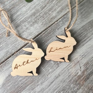 Easter Basket Tag, Houten Bunny Tag, Gepersonaliseerde Bunny, Aangepast Konijn, Wood Tag, Paascadeau voor kinderen, Houten Gift Tag, Naam Tag