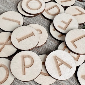 Azulejos de letras de madera, herramientas de Reggio Emilia, monedas del alfabeto, materiales para el aula, juguetes educativos, aprendizaje Montessori, aprendizaje preescolar