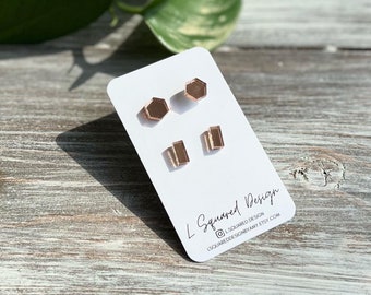 Rose gold studs, minimalist studs, Boho earrings, pack of studs, gift for mom, nickel free earrings, tiny earrings, dainty studs