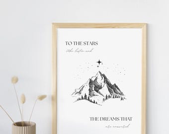 To the starts who listen and the dreams that are answered | Velaris | Acotar print | book quote print