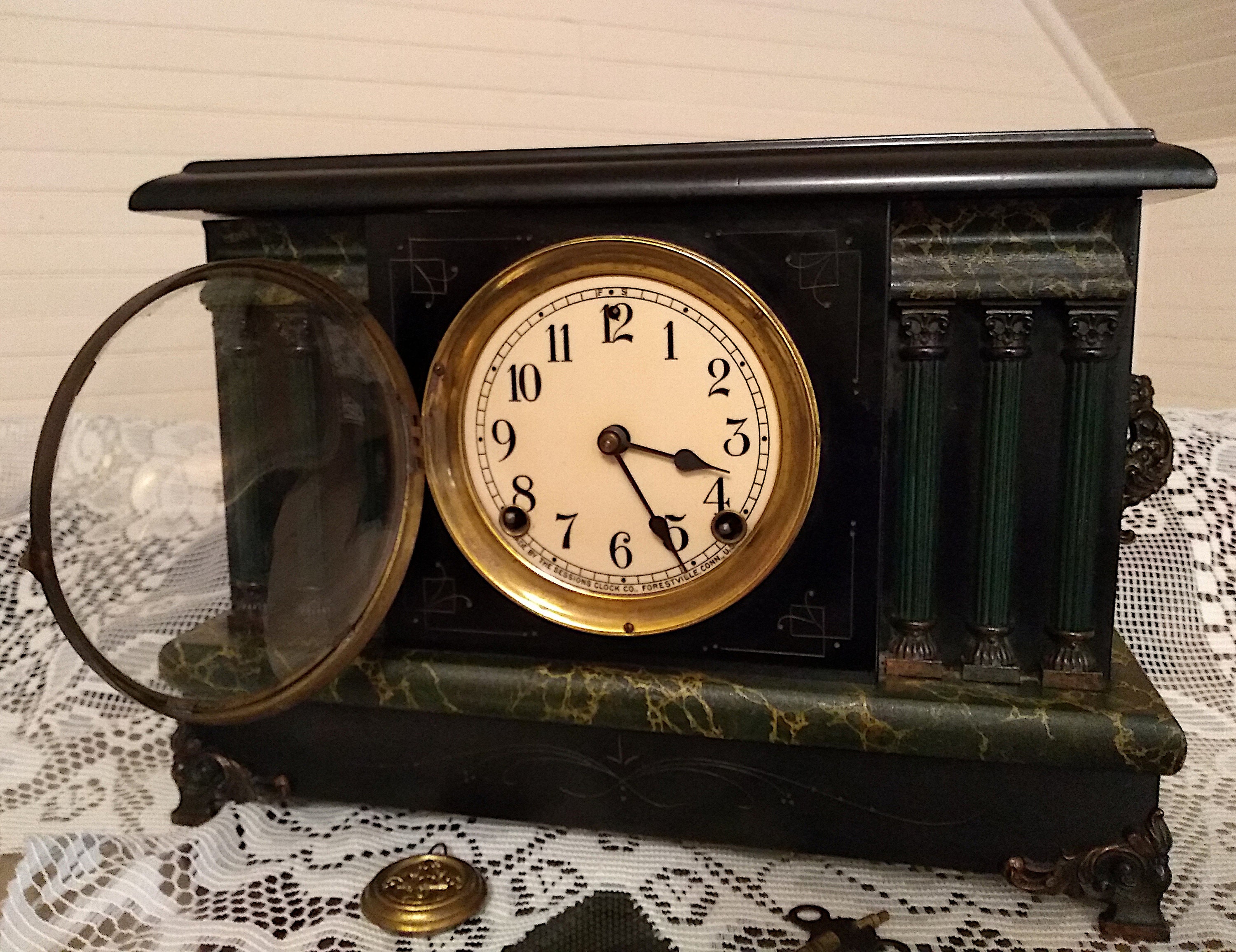 Antique Sessions 8 Day Wind Mantle Clock W/ Key & Pendulum - Etsy