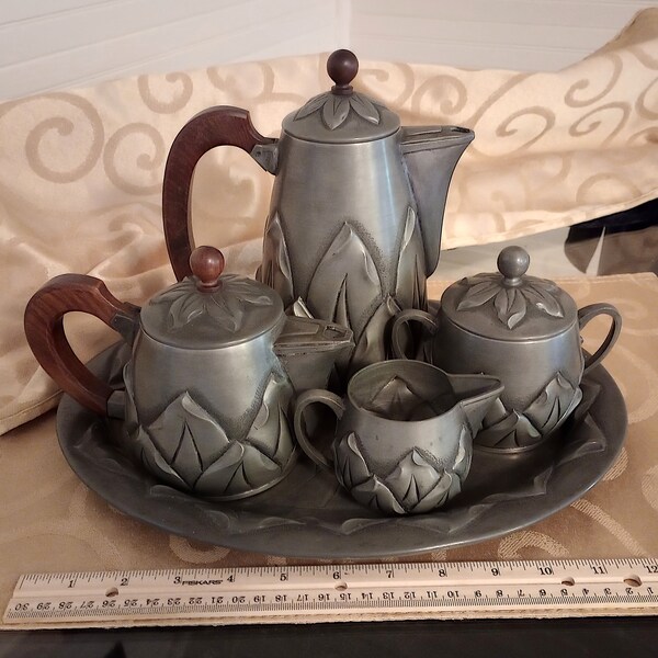 Antique Pewter Tea Service Etsy
