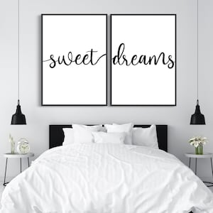 Sweet Dreams (SET OF 2)  | Home Decor, Bedroom Print, Bedroom Wall Art,Home Print, Wall Art, Bedroom Art, Bedroom Prints, Text Print