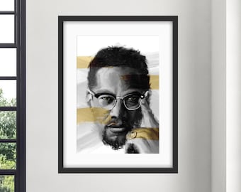 Krachtig Malcolm X-schilderij - Herdenk de zwarte geschiedenis met expressieve Afrikaans-Amerikaanse kunstwerken