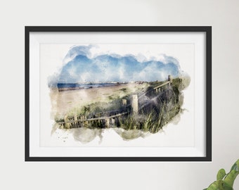 Watercolour Custom Landscape Portrait, Personalized Landscape Portrait From Photo, Watercolor Wall Art