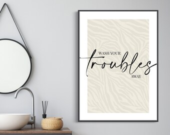 Waschen Sie Ihre Probleme weg | Wohnkultur, Badezimmer Print, Badezimmer Wandkunst, Home Print, Wandkunst, Badezimmer Kunst, Badezimmer Drucke, Text Druck