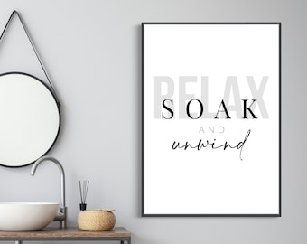 RELAXEN, EINAUGEN, ENTSPANGEN | Wohnkultur, Badezimmer Print, Badezimmer Wandkunst, Home Print, Wandkunst, Badezimmer Kunst, Badezimmer Drucke, Text Druck