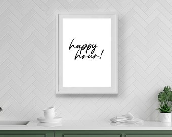Happy Hour | Home Decor, Kitchen Prints, Kitchen, Kitchen Wall Art, Kitchen Print, Kitchen Decor, Prints For Kitchen, Alcohol Print