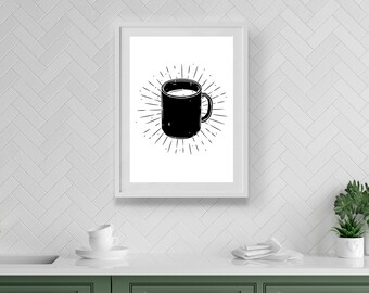 Coffee Cup | Home Decor, Kitchen Prints, Kitchen, Kitchen Wall Art, Kitchen Print, Kitchen Decor,  Coffee Prints, Caffeine Prints