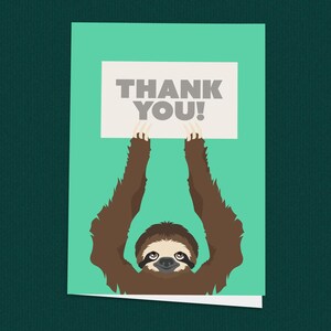 Tarjeta de agradecimiento con un perezoso, tarjeta de felicitación moderna con un perezoso, tarjetas de agradecimiento, tarjeta para amantes de los perezosos, ideas de regalos con perezosos