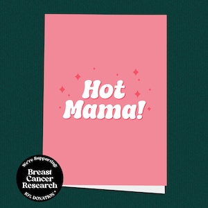 Hot Mama-kaart, roze kaart in retrostijl, grappige partnerkaart, moderne girly Moederdagkaart