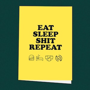 Eten, slapen, schijten, herhalen! Nieuwe babykaart, Welcome To The World, meisje, jongen, schattige babykaart, grappige nieuwe babykaart, enthousiaste ouders