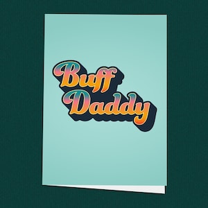 Karta rocznicowa Buff Daddy dla niego, zabawna karta na siłownię dla chłopaka, karta retro miłosna dla męża, karta walentynkowa dla miłośnika siłowni