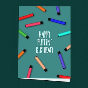 Cartão de aniversário Vape, bar de elfos, descartável, fumante, vaper, ele, ela