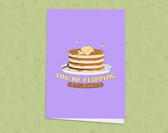 Lanciare la fantastica carta pancake! Carta di congratulazioni moderna, carta di celebrazione, laurea, nuovo lavoro, esame di guida, nuova casa, successo dell'esame