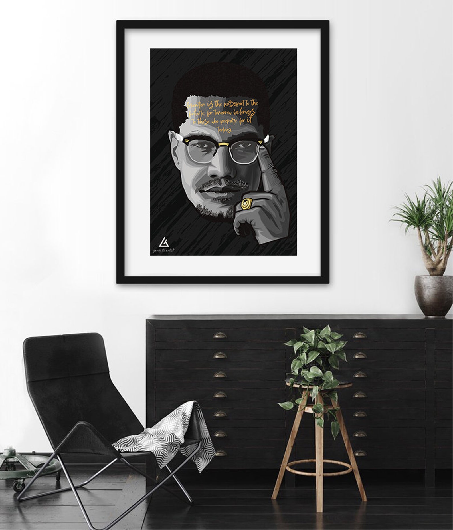 MALCOLM X Original Art Print Wall Art Art Print Home Etsy UK