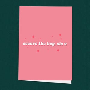 Beveilig de tas-kaart, grappige nieuwe baankaart voor haar, Boss Babe gefeliciteerd, roze empowermentkaart