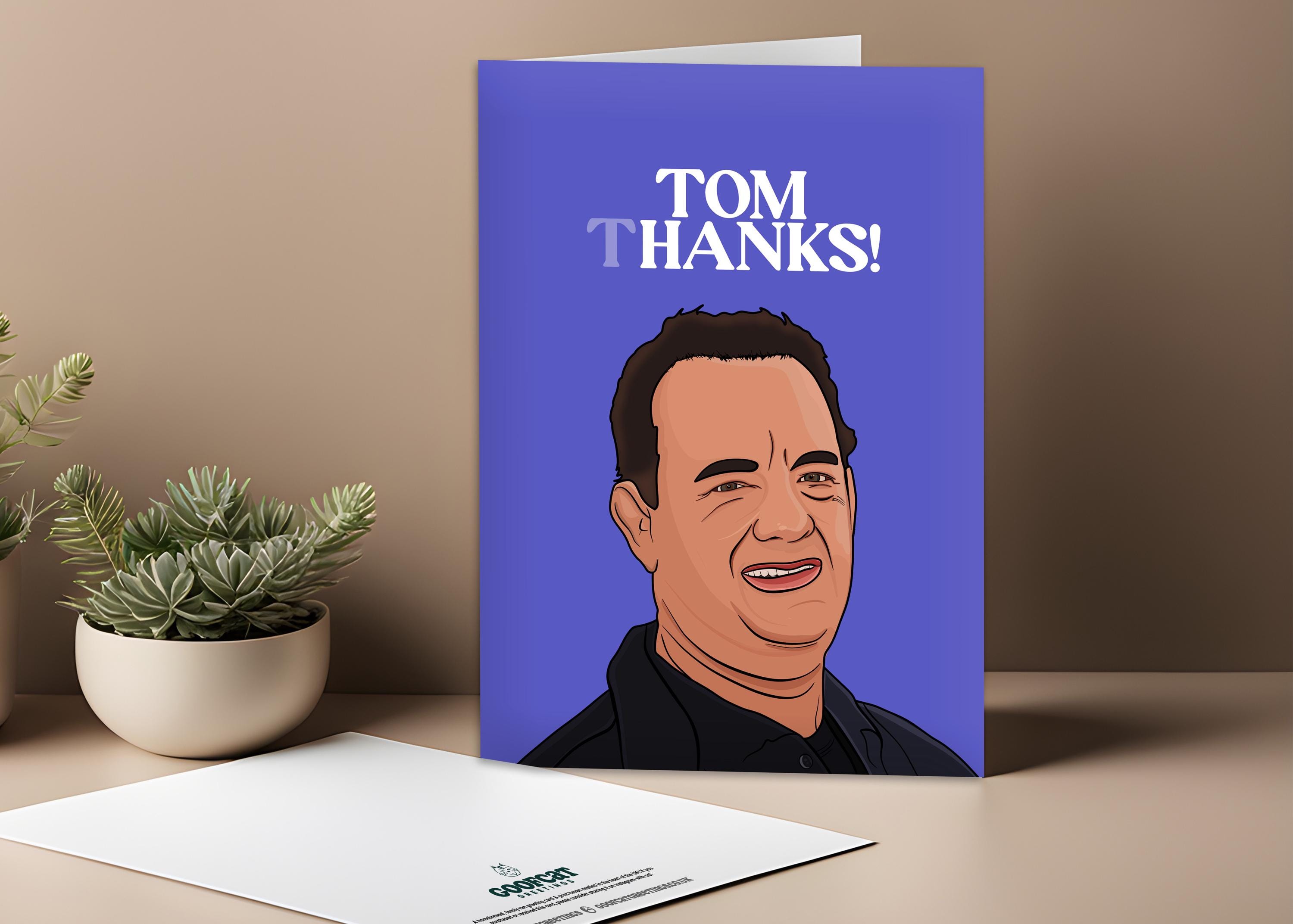 Lustige Tom Hanks Dankeskarte - Leere Innenseite, 20,5 X 13,5 Cm, Auf Recyceltem Leinenkarton, Mit Umschlag