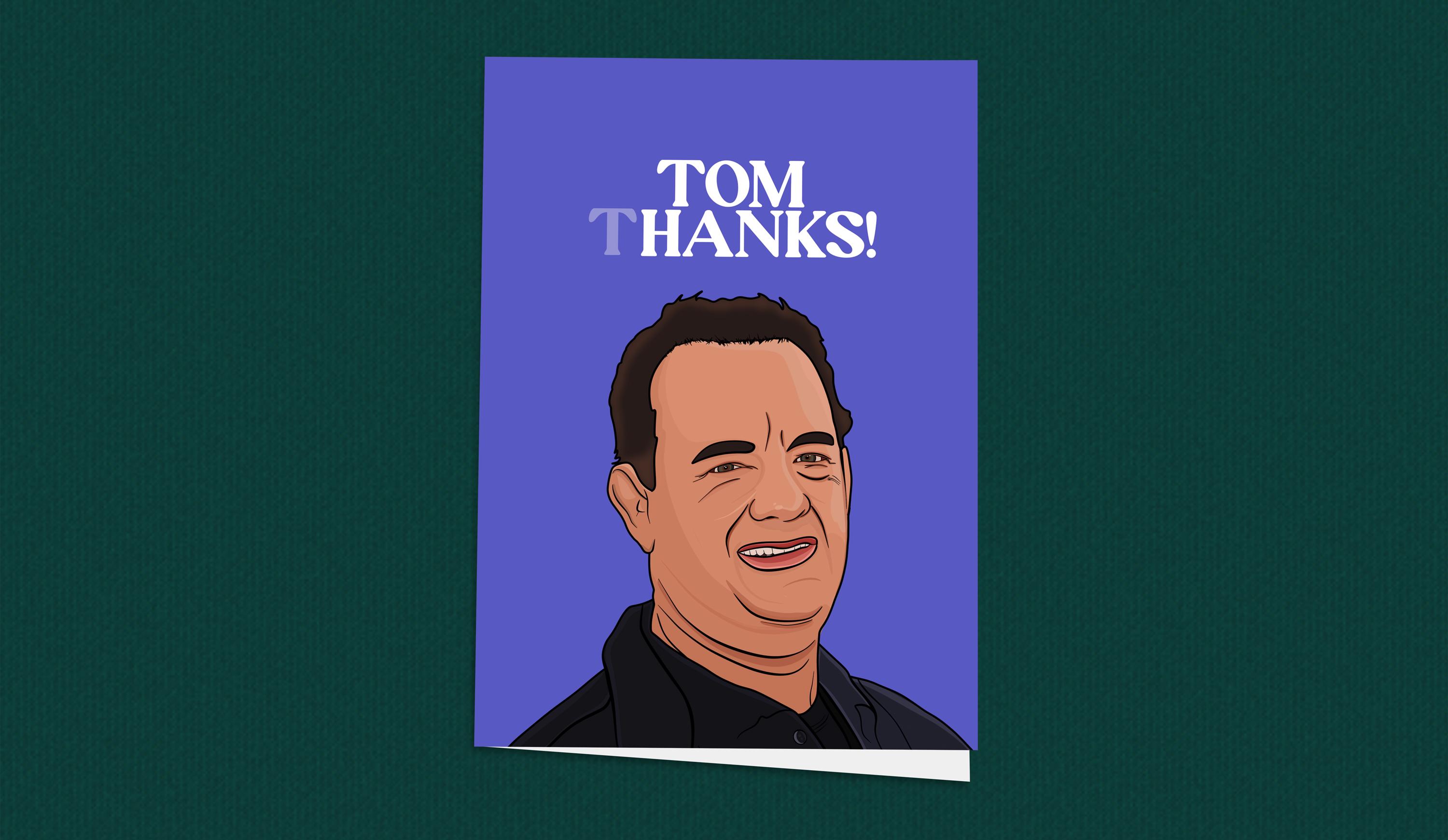 Lustige Tom Hanks Dankeskarte - Leere Innenseite, 20,5 X 13,5 Cm, Auf Recyceltem Leinenkarton, Mit Umschlag