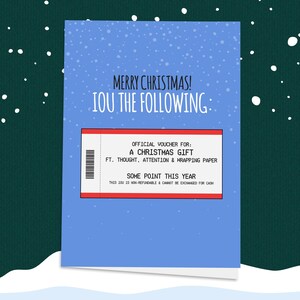 Weihnachtsgutschein! Weihnachtsgeschenk, IOU, lustige Karte, Karten für Kind, für ihn, für sie, Broke, Urban