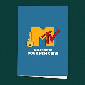 Des berceaux MTV ! Carte de nouvelle maison grossière, Félicitations pour votre nouvelle maison, Joyeux déménagement, Carte personnalisée, Carte pour amateur de télévision