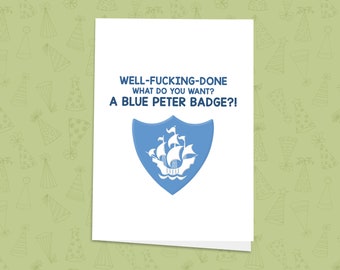 Biglietto di congratulazioni con stemma Peter blu, nostalgia degli anni '90, amante della TV, biglietto Peter blu, biglietto divertente, congratulazioni, celebrazione