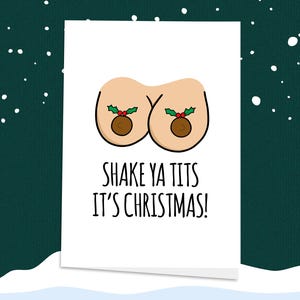 Mexa os Peitos! Cartão de Natal, Cartão de Natal para Adultos, Cartão de Natal Rude, Natal Engraçado, Natal, Cartão de Natal, Pudim de Natal