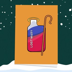 ¡María Perdida! Tarjeta de Navidad de la Natividad, Tarjeta de Navidad de Vape, Navidad de Vape, Tarjeta de María Perdida, Tarjeta de Navidad