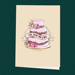 Tarjeta de pastel de bodas "El nuevo Sr. y Sr.", tarjetas de compromiso, ideas para regalos de boda, tarjeta para novia, recién casados, felicitaciones