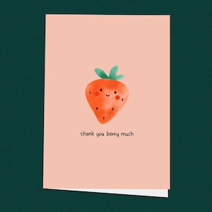 Merci beaucoup Berry ! Jolie carte de remerciement aux fraises, carte de voeux moderne, fruit mignon de dessin animé, cartes de voeux mignonnes, cartes pour dire merci