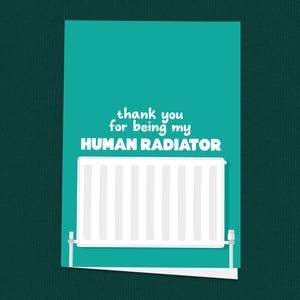 Tarjeta divertida con radiador humano, tarjeta de San Valentín para pareja, tarjeta de aniversario divertida, tarjeta de amor peculiar
