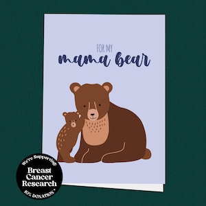 Tarjeta del Día de la Madre de Mamá Osa, linda ilustración de oso y cachorro, adorable tarjeta para mamá