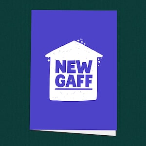 NIEUWE GAFF! Grappige nieuwe huiskaart, gefeliciteerd met je nieuwe huis, fijne verhuisdag, gepersonaliseerde kaart