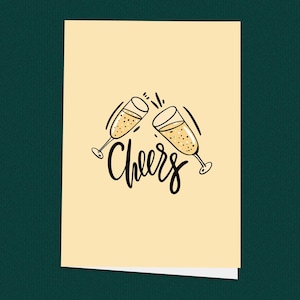 Champagne Cheers! Biglietto di ringraziamento, biglietto d'auguri moderno, biglietti per ringraziare, biglietto di ringraziamento carino, calici da champagne, amante dello champagne