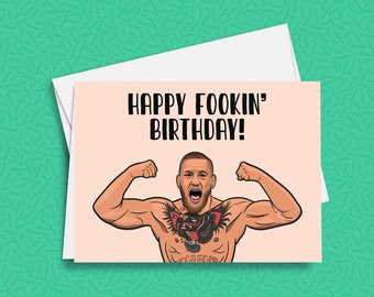 Conor McGregor Happy Fookin' Birthday Card | UFC Vector Art