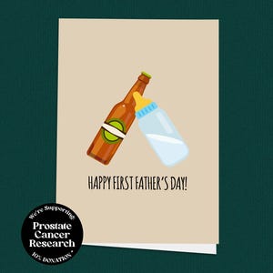 Leuke eerste Vaderdagkaart, kaart voor het eerst vader, bierkaart, kaart voor papa, kaarten voor hem, uniek, wenskaart, kaart van baby