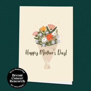 Happy Mother's Day bloemenkaart, schattige moederkaart, minimalistisch Moederdagcadeau, eenvoudige bloemenkaart