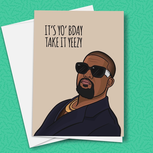 Tarjeta de cumpleaños de Kanye West, Kanye, tarjeta de cumpleaños, Kanye West, tarjeta de felicitación, fanático de la música, hip hop, hecho a mano