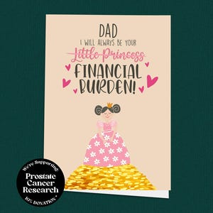 Kleine Prinzessin finanzielle Belastung Karte, Vatertag, Papas Mädchen Karte, Karte für ihn, Vatertag, Papa Karte, niedlich