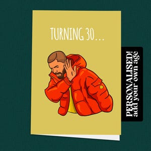 DRAKE Hotline-verjaardagskaart met bling | Drake-kaarten. Drake-verjaardag. Motregen. Hotline-blingkaart