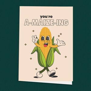 ¡Eres increíble! Tarjeta de agradecimiento con maíz de dibujos animados, tarjeta de felicitación moderna, verduras divertidas de dibujos animados, tarjetas de felicitación divertidas, tarjetas de agradecimiento