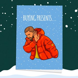 Cartão de Natal Drake | Drizzy, Hotline Bling, Cartões para Ele, Ela, Filho, Filha, Engraçado, Cartões de Natal, Presentes