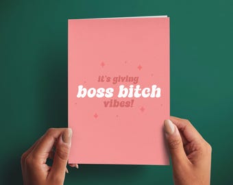 Funny New Job Card, Promotion Card, Boss Bitch Card, Congratulations Card, Gift for Her, Leaving Gift, Handmade Greeting Card