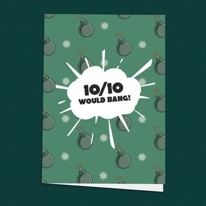 10/10 Biglietto "Who Bang", biglietto di anniversario divertente, biglietto di anniversario per adulti per lui o per lei, biglietto di San Valentino impertinente