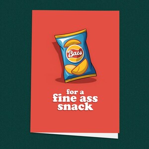 Tarjeta divertida de Baes Crisps, tarjeta romántica de San Valentín para pareja, tarjeta de aniversario con temática de bocadillos peculiares
