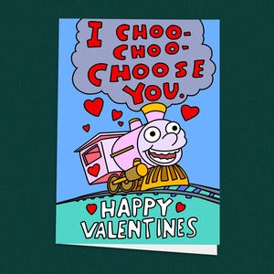 Tarjeta de San Valentín de Los Simpsons I Choo Choo Choose You, tarjeta divertida de Ralph Wiggum, tarjeta nostálgica de Los Simpsons, linda y divertida tarjeta de San Valentín