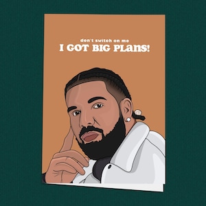 Ne m'allumez pas ! Carte porte-bonheur, carte Drake, Drizzy, carte de dessin animé, Réfléchi, porte-bonheur, cartes de voeux